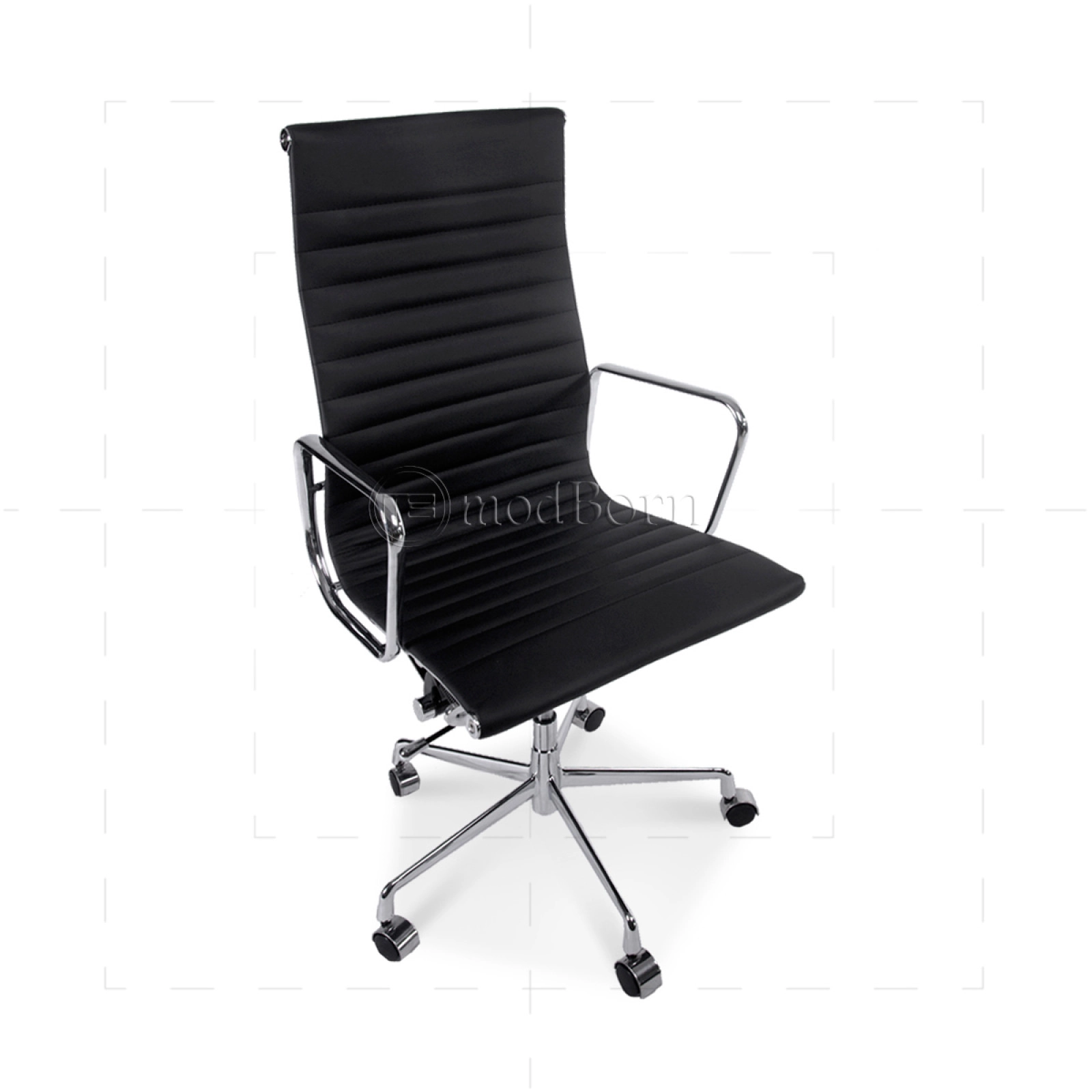 Office Chair High Back Ribbed Black Leather Office Chair High Back Ribbed Black Leather