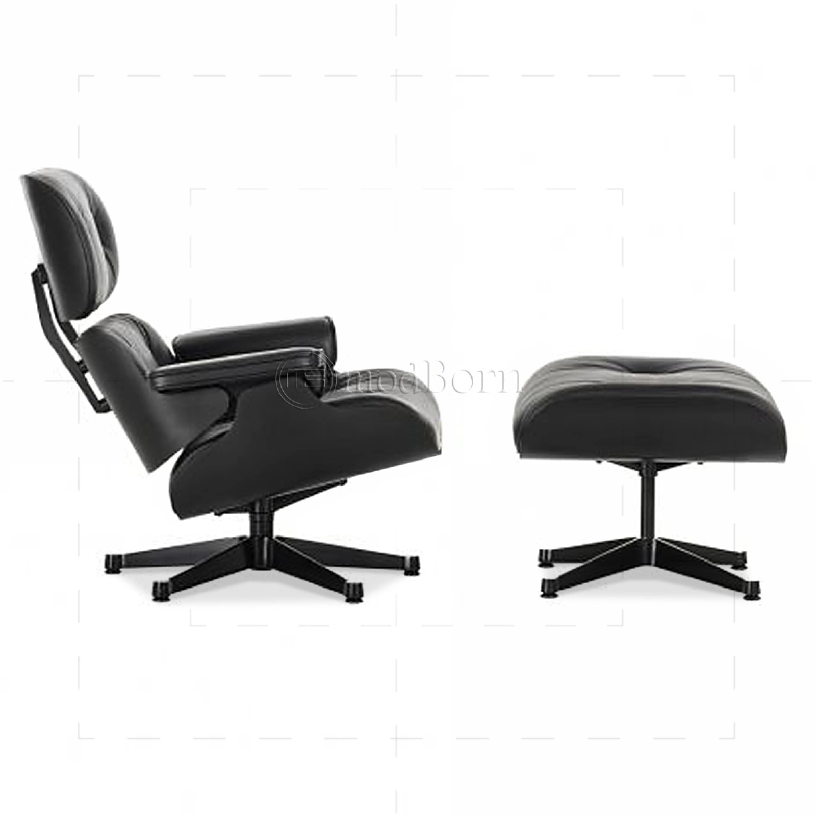 Lounge Chair and Ottoman Black Leather Black Wood Lounge Chair and Ottoman Black Leather Black Wood