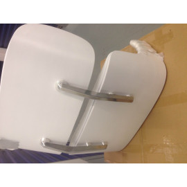 Lounge Chair and Ottoman White Leather White Wood