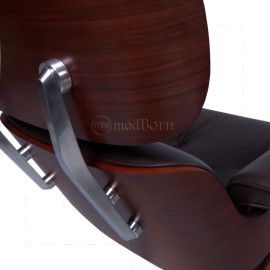 Eames Style Lounge Chair & Ottoman – Brown Leather & Cherry Wood