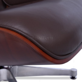 Eames Style Lounge Chair & Ottoman – Brown Leather & Cherry Wood