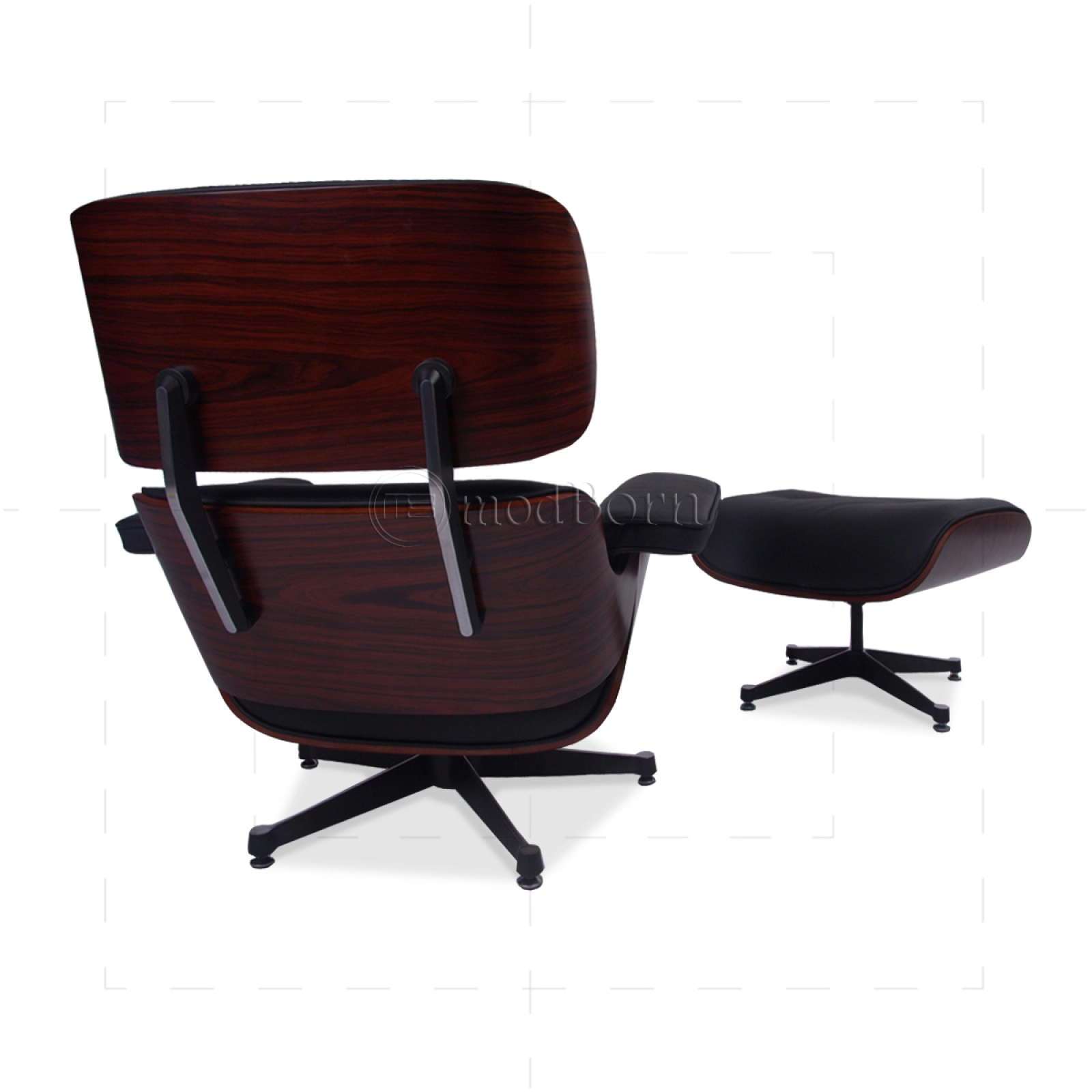 Lounge Chair and Ottoman Black Leather Palisander Rosewood (TALLER) Lounge Chair and Ottoman Black Leather Palisander Rosewood (TALLER)