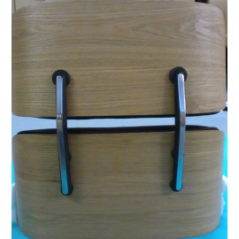 Lounge Chair and Ottoman Black Leather Oak PlyWood