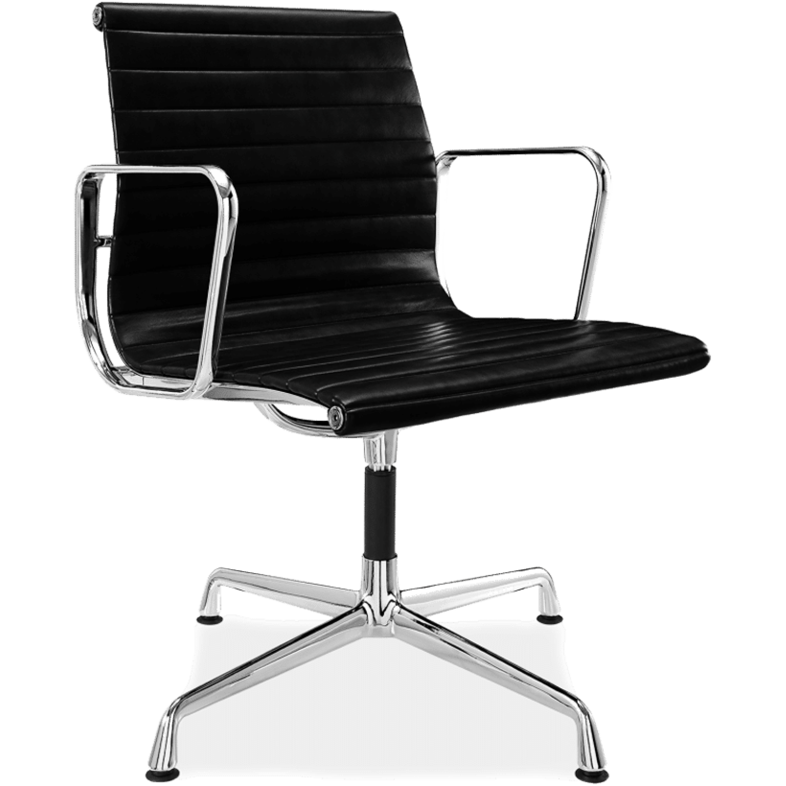 Office Chair Low Back Ribbed  Black Leather