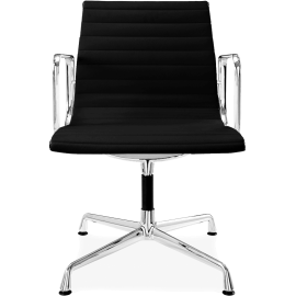 Office Chair Low Back Ribbed  Black Leather