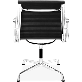 Office Chair Low Back Ribbed  Black Leather
