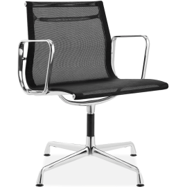 Office Mesh Chair Low Back Ribbed Black Fabric