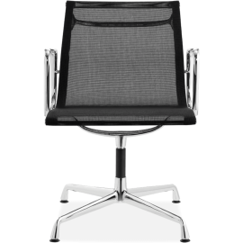 Office Mesh Chair Low Back Ribbed Black Fabric