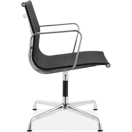 Office Mesh Chair Low Back Ribbed Black Fabric