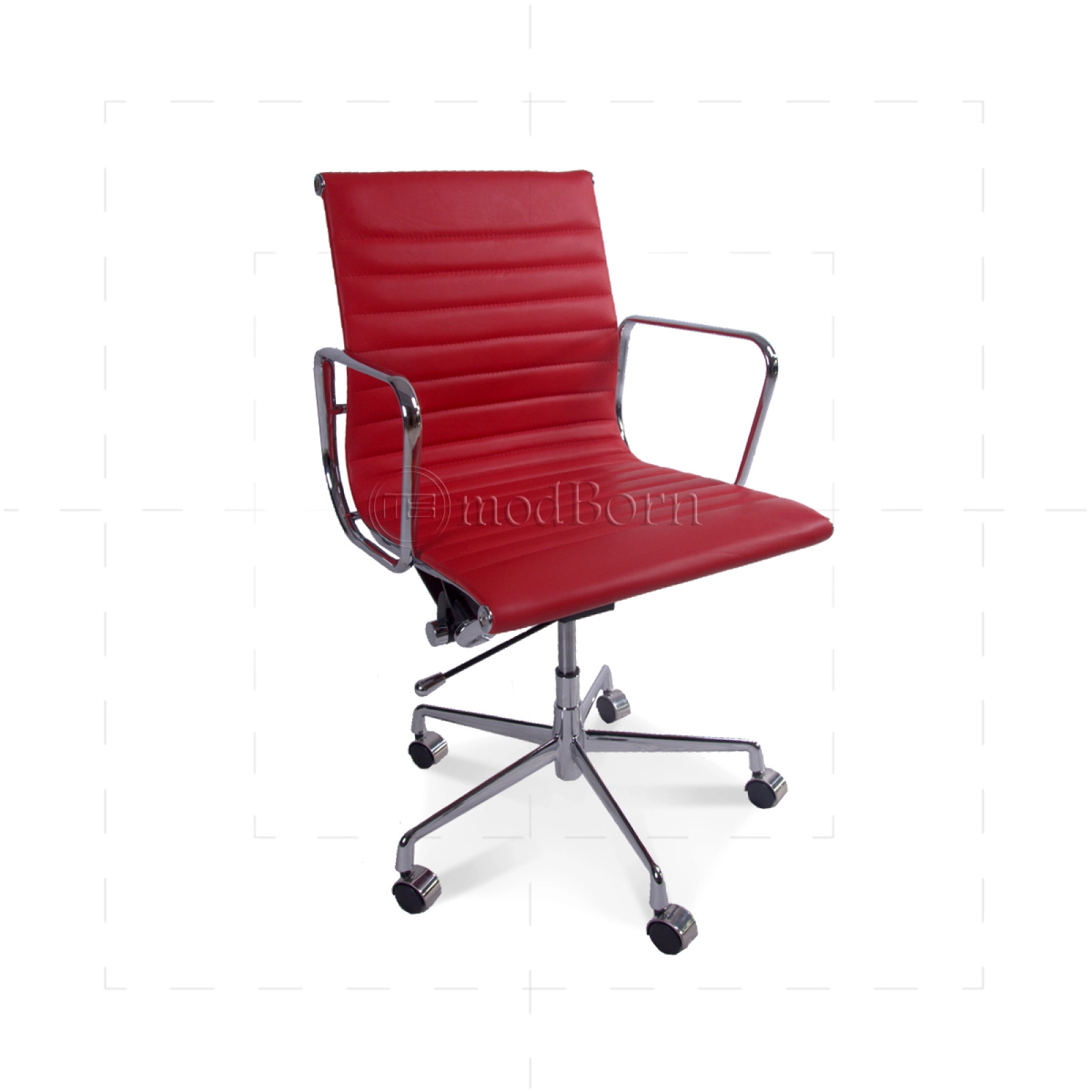 Office Chair Low Back Ribbed Red Leather Office Chair Low Back Ribbed Red Leather