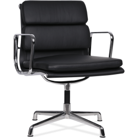 Office Chair Low Back Soft Pad Black Leather