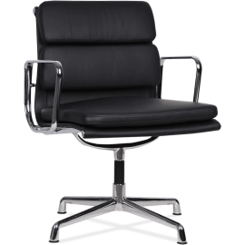 Office Chair Low Back Soft Pad Black Leather