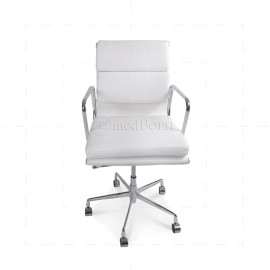 EA217 Eames Style Office Chair – Low Back Soft Pad White Leather