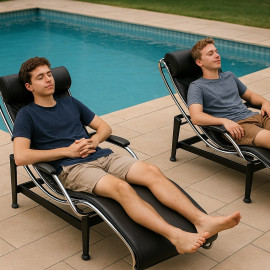 LC4 Chaise Longue  Black Leather 