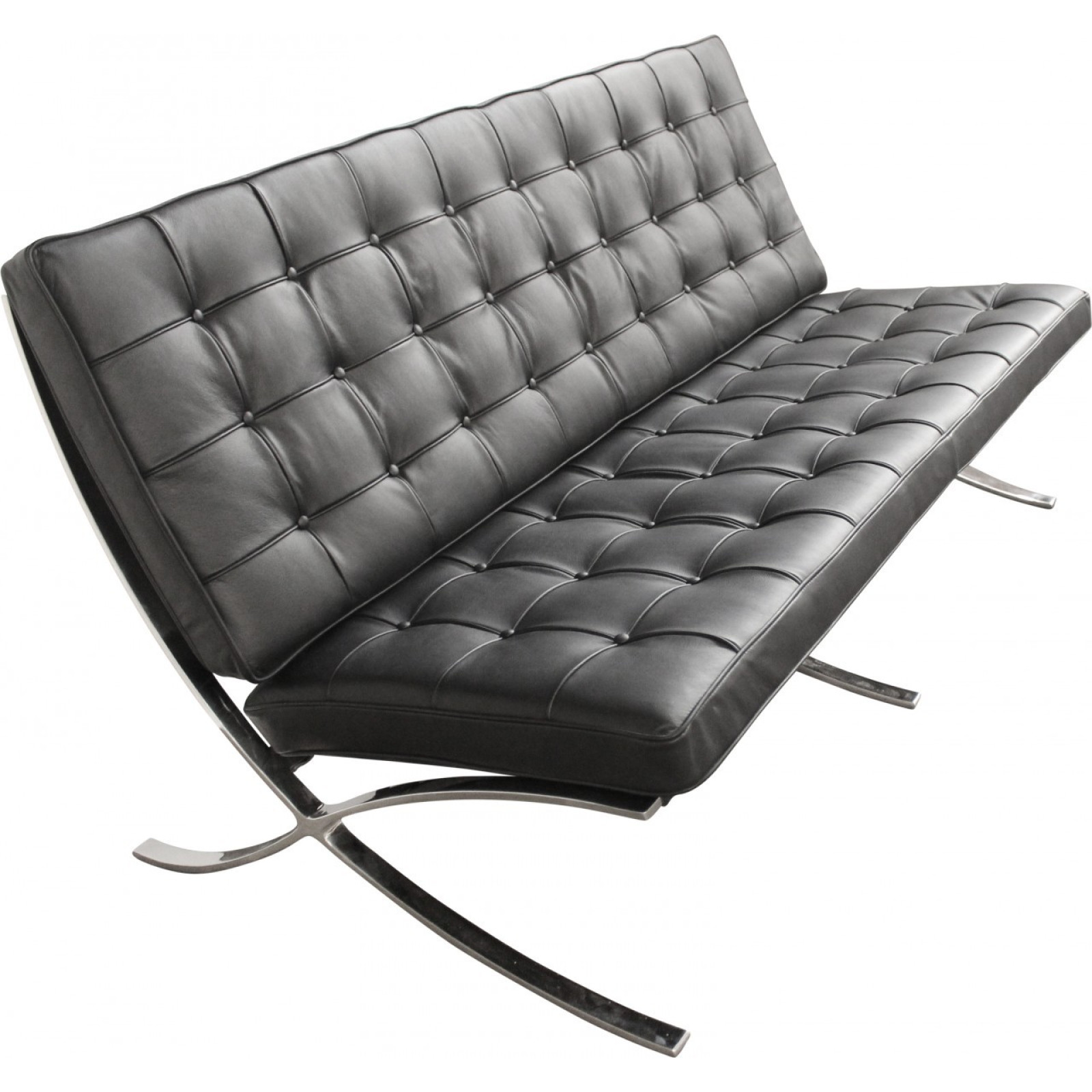 Barcelona Style Two Seater Sofa Black Leather