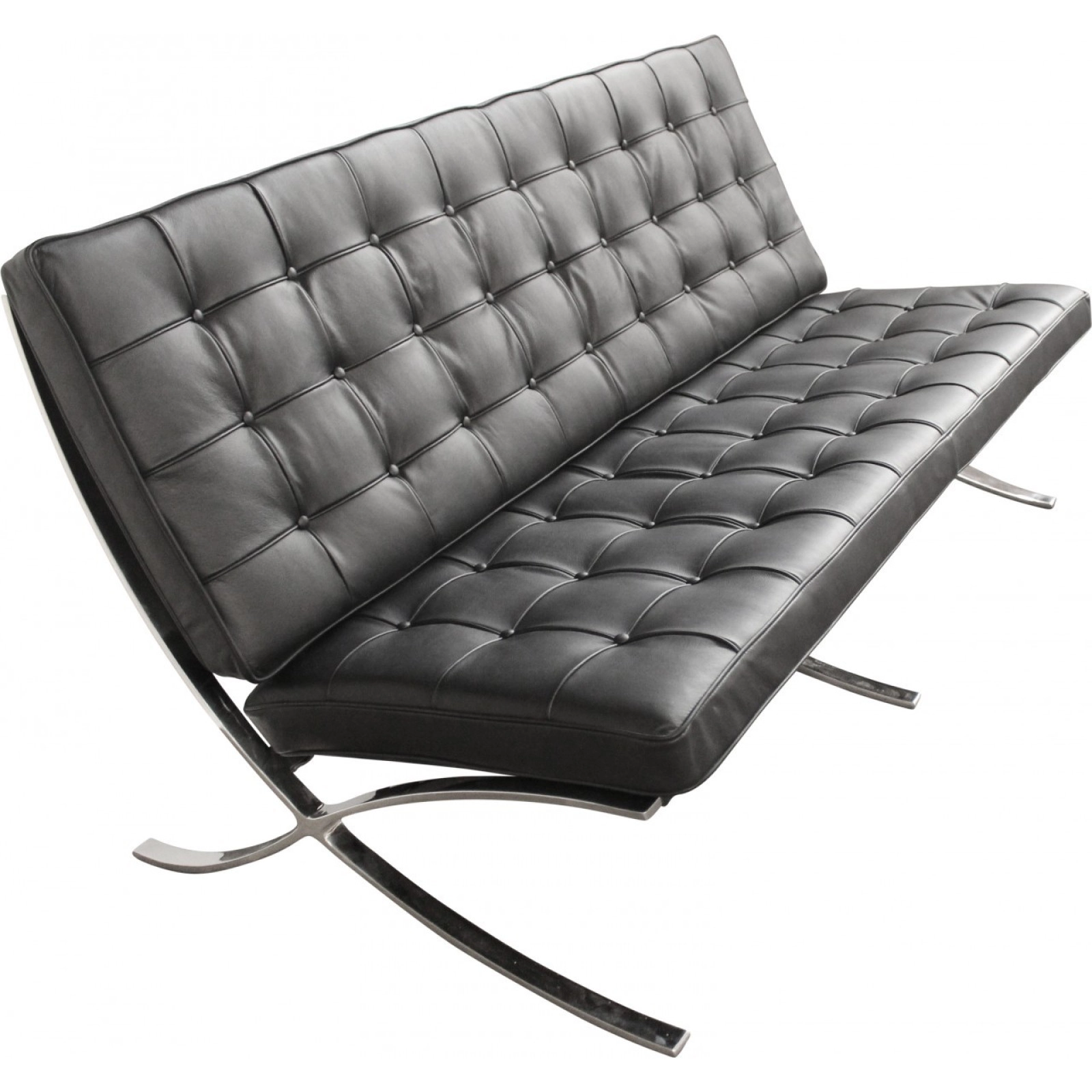 Barcelona Inspired Two Seater Sofa Black Leather Barcelona Inspired Two Seater Sofa Black Leather