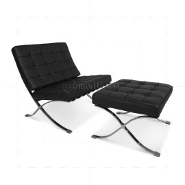 Barcelona Style Chair – Black Leather
