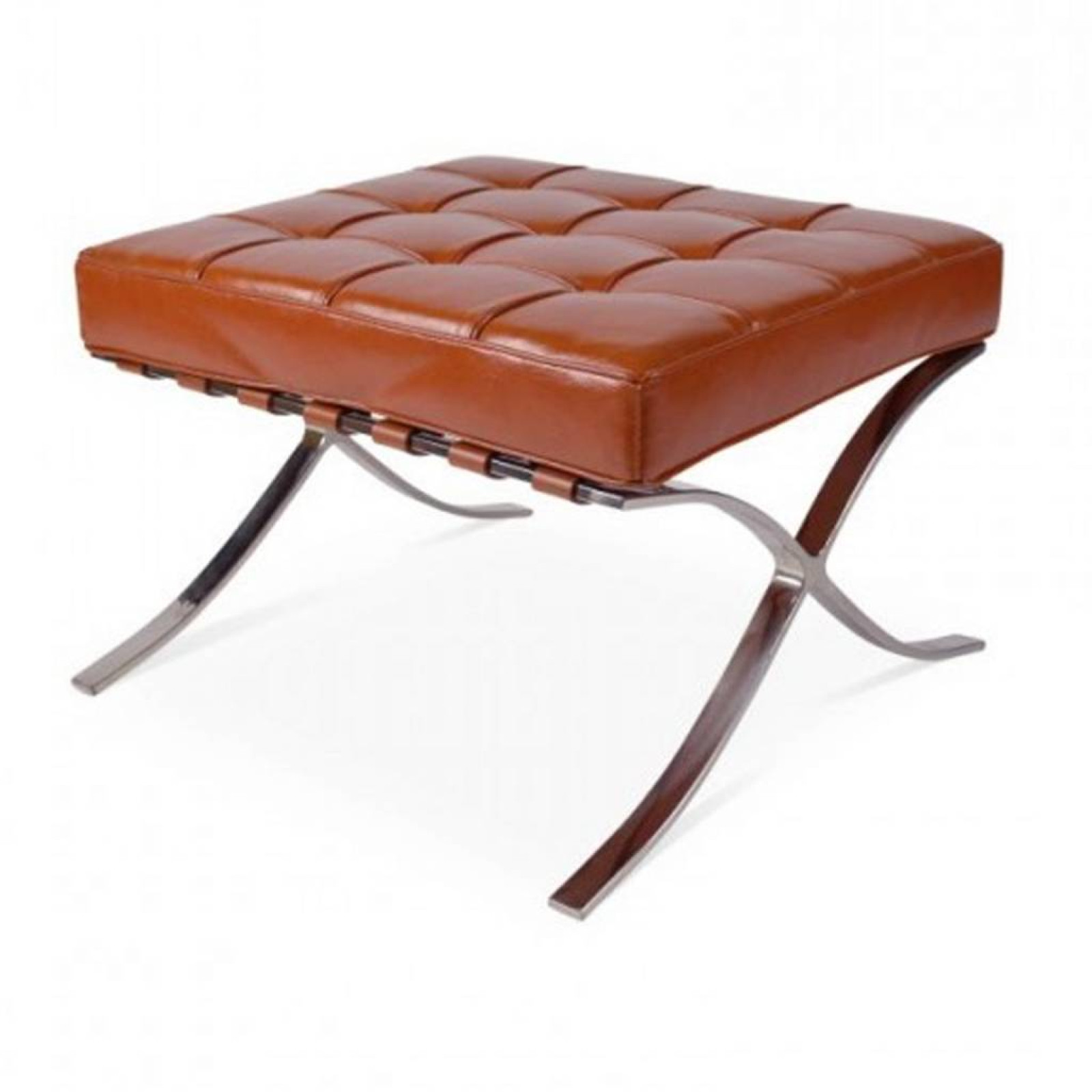 Barcelona Style Ottoman COGNAC Brown Leather