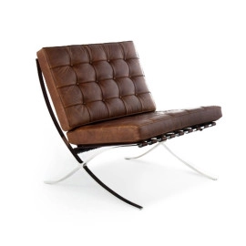 Barcelona Inspired Chair VINTAGE Brown Leather