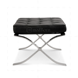 Barcelona Style Ottoman – Black Leather