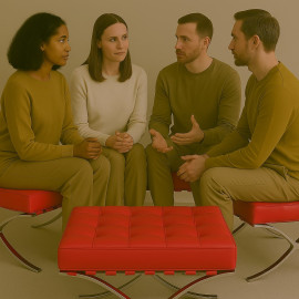 Barcelona Style Ottoman Red Leather