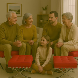 Barcelona Style Ottoman Red Leather