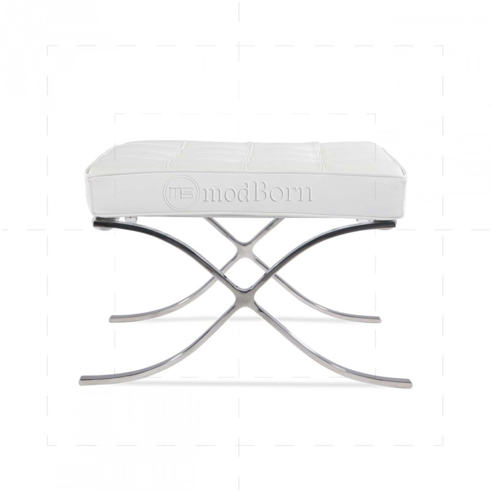 Barcelona Style Ottoman – White Leather