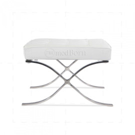 Barcelona Style Ottoman – White Leather