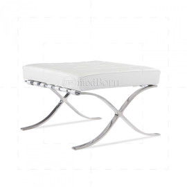 Barcelona Style Ottoman – White Leather