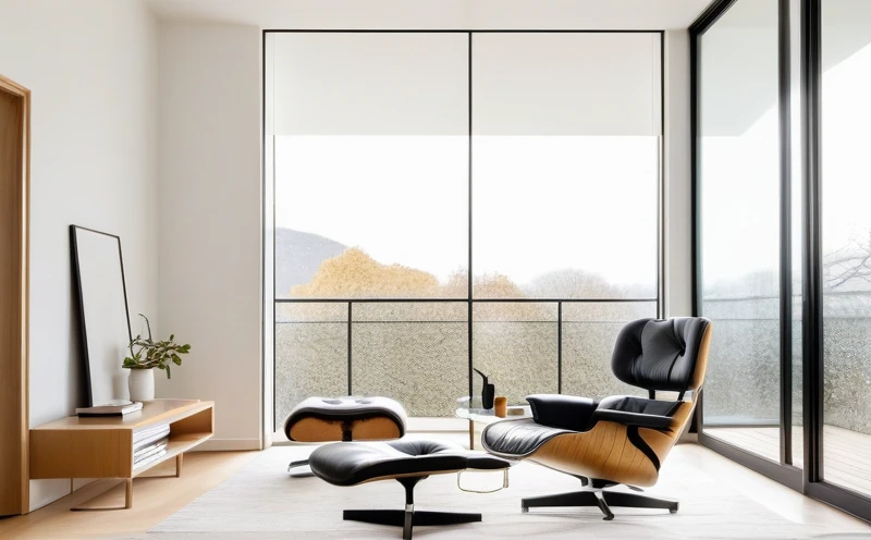 A serene, minimalist European living room featuring a classic lounge chair and a sculptural coffee table.
