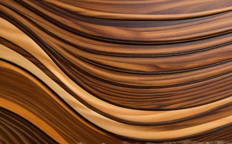 Close-up of walnut veneer grain on an Eames-style lounge chair shell, showing the rich swirling patterns and warm brown tones