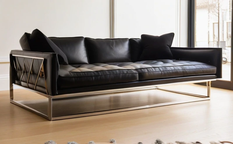 A sleek Barcelona style sofa in a modern, minimalist living room with polished chrome base