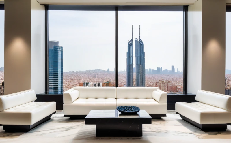 A Barcelona style sofa in a modern corporate reception area, showcasing how it fits into professional settings