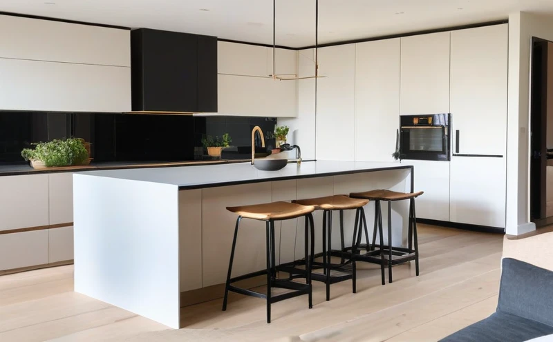 A modern living room open to a dining area, featuring a mix of contemporary and classic design elements, with a focus on a minimalist aesthetic.