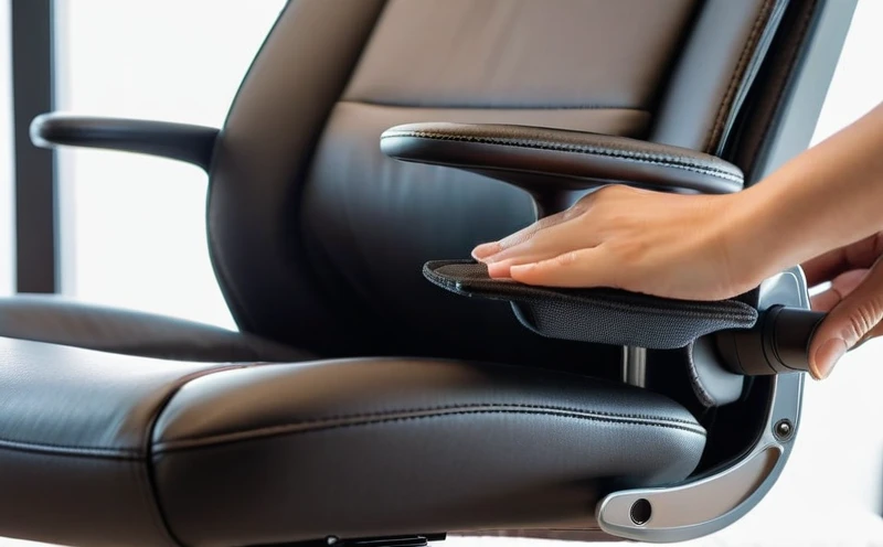 Close-up of a hand adjusting the lumbar support mechanism on a modern office chair, highlighting the ergonomic design and the fine leather texture, side view, soft natural lighting, focus on the chair's dial and leather, no human faces.