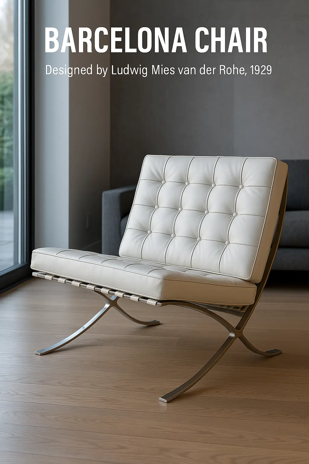 Leather and steel Barcelona Chairs in elegant setting