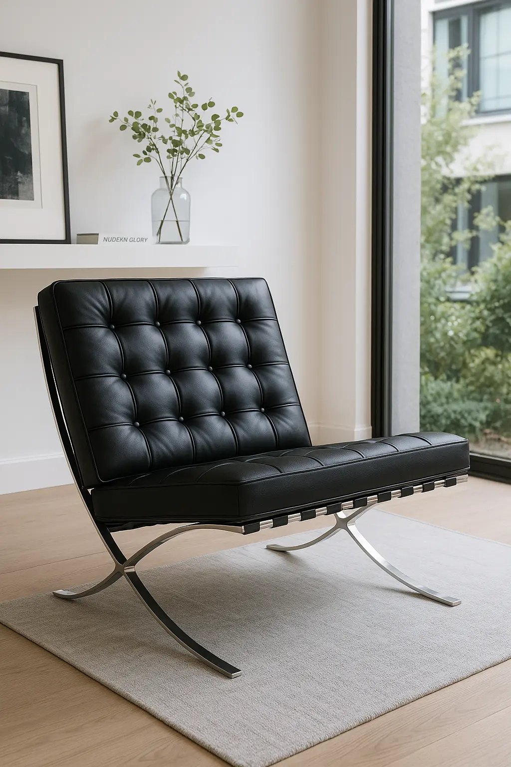 Interior scene featuring multiple Barcelona Chairs