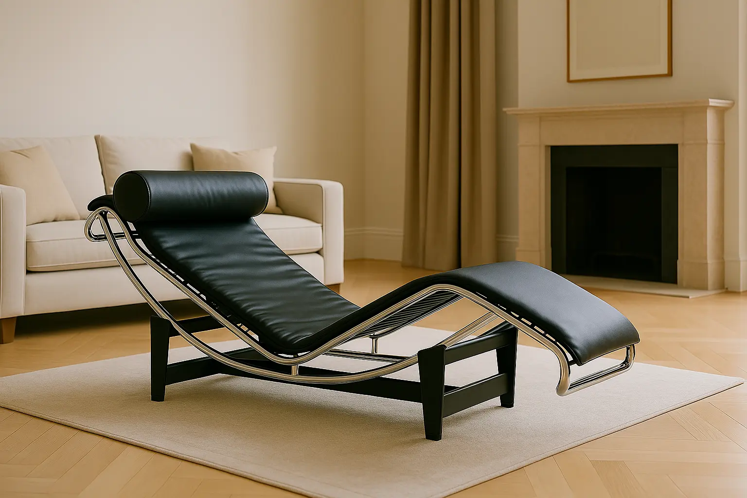 LC4 Chaise in a reading nook